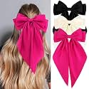 Starvis Silky Satin Hair Bow for Women| Large French Barrettes with Long Tails | Adorable Hair Accessories for Women &amp; Girls | Ideal for Weddings, Parties, and Bridal Fusion Clips.(Pack of 3)