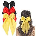 Starvis Silky Satin Hair Bow for Women| Large French Barrettes with Long Tails | Adorable Hair Accessories for Women &amp; Girls | Ideal for Weddings, Parties, and Bridal Fusion Clips.(Pack of 3)