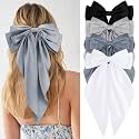 Starvis Silky Satin Hair Bow for Women| Large French Barrettes with Long Tails | Adorable Hair Accessories for Women &amp; Girls | Ideal for Weddings, Parties, and Bridal Fusion Clips.(Pack of 4)