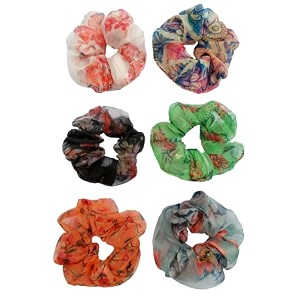 starvis soft luxury organza scrunchies for women girls scrunchies for wrist  pack of 6  organza pastel colorshair ties combo anti-hair-breakage hair scrunchie set for girls women mom sister