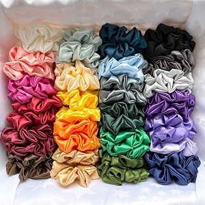 starvis soft luxury satin scrunchies for women girls scrunchies for wrist  pack of 24  silk pastel colorshair ties combo anti-hair-breakage hair scrunchie set for girls women mom sister