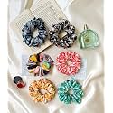 Starvis Soft Luxury XL Printed Satin Scrunchies for women girls, Scrunchies for wrist | PACK OF 4 | Silk Pastel colors,Hair Ties combo, Anti-Hair-Breakage, Hair Scrunchie Set for Girls, Women, Mom, Sister