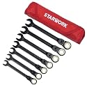 STARWORK TRUE MECHANIC™ 7-Piece 2-in-1 Flex-Head Ratcheting Wrench Set with Rolling Pouch, 120-Tooth, SAE&Metric