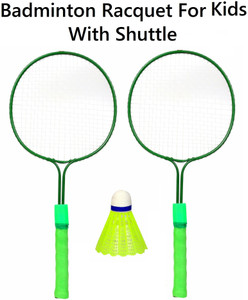 static pack of 2 badminton racquet double rod for kids  1 shuttlecock  carry bag badminton kit