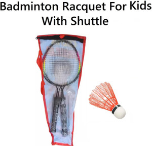 static pack of 2 - badminton racquet for kids  1 shuttlecock  carry bag kids game badminton kit