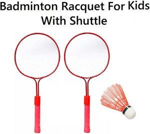static pack of 2 - double rod badminton racquet for kids  1 shuttlecock  carry bag badminton kit