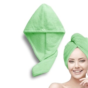 status contract set of 2 hair towel super absorbent quick dry towel bathrobe magic hair warp towel super quick-drying microfiber bath towel bath towel green - 2