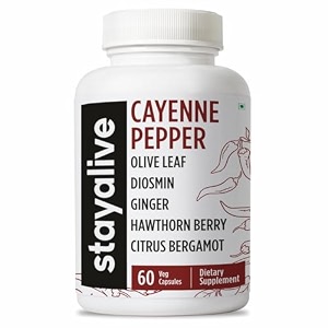 stay alive cayenne pepper capsules wginger garlic turmeric hawthorn diosmin citrus ceylon cinnamon and olive leaf extract 10-in-1 blend 60 pills non-gmo amp gluten-free supplement