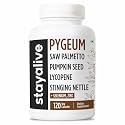 STAY ALIVE Pygeum Africanum Supplement, 7-in-1 Extract w/Saw Palmetto, Pumpkin Seed, Stinging Nettle and Lycopene, 120 Vegan Capsules, Non-GMO and Gluten-Free Pygeum Supplement for Men and Women