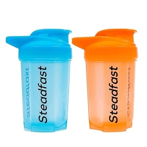steadfast nutrition plastic protein shaker blender 400ml bottle for whey protein mix cycling gym water bottle with blender ball neon blue orange pack of 2