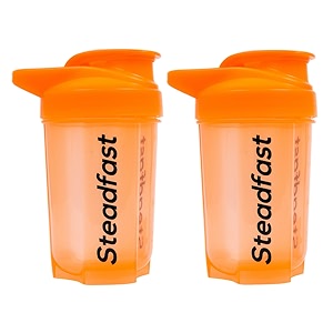 steadfast nutrition protein shaker blender 400ml bottle for whey protein mix cycling gym water bottle with blender ball neon orange pack of 2