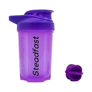 steadfast nutrition plastic protein shaker blender 400ml bottle for whey protein mix cycling gym water bottle with blender ball neon purple pack of 1
