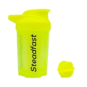 steadfast nutrition protein shaker blender 400ml bottle for whey protein mix cycling gym water bottle with blender ball neon green shaker