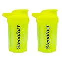 Steadfast Nutrition Protein Shaker Blender 400ml Bottle for Whey Protein Mix, Cycling, Gym Water Bottle with Blender Ball (Neon Green Pack of 2)