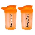 Steadfast Nutrition Protein Shaker Blender 400ml Bottle for Whey Protein Mix, Cycling, Gym Water Bottle with Blender Ball (Neon Orange Pack of 2)