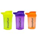 Steadfast Nutrition Protein Shaker Blender 400ml Bottle for Whey Protein Mix, Cycling, Gym Water Bottle with Blender Ball (Neon Green Purple Orange Pack of 3)