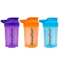 Steadfast Nutrition Protein Shaker Blender 400ml Bottle for Whey Protein Mix, Cycling, Gym Water Bottle with Blender Ball (Neon Purple Orange Blue Pack of 3)