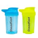 Steadfast Nutrition Plastic Protein Shaker Blender 400ml Bottle for Whey Protein Mix, Cycling, Gym Water Bottle with Blender Ball (Neon Blue Green Pack of 2)