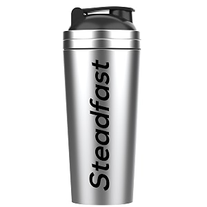 steadfast nutrition silver stainless steel shaker sturdy amp leak-free comfortable to carry free from harmful bpas comes with a blending spring silver 750ml