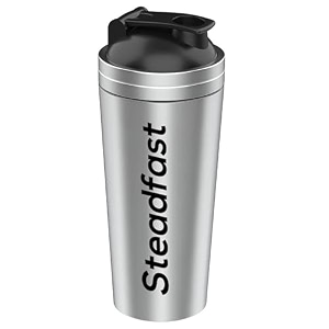 steadfast nutrition silver stainless steel shaker sturdy amp leak-free comfortable to carry free from harmful bpas comes with a blending spring silver 750ml
