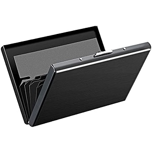 stealodeal black metal water-resistant stainless steel debitcredit business atm 6 unisex card holder set of 1 black