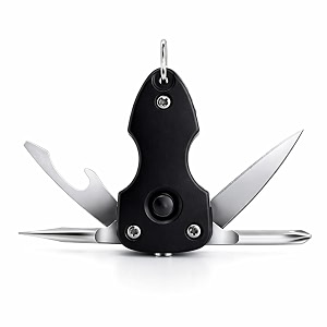 stealodeal black multi-tool like torch screwdriver knife amp bottle opener key chain black