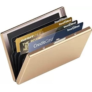 stealodeal golden metal water-resistant stainless steel debitcredit business atm 6 unisex card holder set of 1 gold