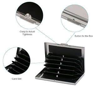 stealodeal silver metal water-resistant stainless steel debitcredit business atm 6 unisex card holder set of 1 silver
