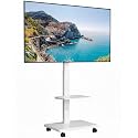 Steel Base Rolling TV Stand for 37-90 inch TVs up to 132 lbs, White