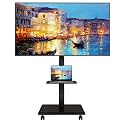 Steel Base Rolling TV Stand for 37-90 inch TVs up to 132 lbs, Black
