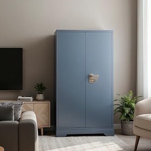 steel berow 2 door almirah for clothes  1-year warranty with 5 shelves multipurpose almirah for bedroom cabinet  wardrobe rack closest 1 door hanging amp letter box storage metal bero 40 in grey