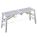Steel Folding Work Step Ladder - Adjustable Portable Drywall Bench with Non-Slip Feet - Heavy Duty Scaffolding Equipment Tower Ladder Stool - Ideal for Cleaning and Car W
