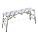 Steel Folding Work Step Ladder - Adjustable Portable Drywall Bench with Non-Slip Feet - Heavy Duty Scaffolding Equipment Tower Ladder Stool - Ideal for Cleaning and Car W