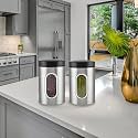 Steel Glass Storage Airtight Black Lid 750 ML Tea Coffee Sugar containers for Kitchen Storage Container with Lid for Tea Coffee & Sugar, Dry Fruit Jars, Storage Box, Set of 3 (3, m-20)