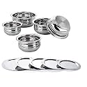Steel Handi Set Pot 5 Piece Set with Lid Steel Handi Set/Cookware Chetty Combo Serving Handi Cookware Multi Purpose Handi Cookware Set (Stainless Steel, 5 - Piece with lid)