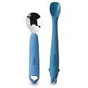 Cubkins Steel Head Spoon with Early Feeding Bendable Training Spoon for Feeding Baby | Non Toxic, Food Safe and BPA Free | Washable and Reusable (Blue Olive)