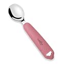 CUBKINS 304 Stainless Steel Baby Spoon with Silicone Handle, Self-Feeding Toddler Spoon for Baby-Led Weaning, Rounded Steel Head, 100% Plastic-Free, 9 Months+ (Raspberry)