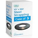 Steel Strapping Coil 1/2" x .020" x 300' (3-Pack), 1100 lbs Break Strength in Self-Dispensed Сardboard Box - Metal Band - Portable Heavy-Duty Banding with Superior Cut-Resistance by IDL Packaging