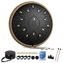 Steel Tongue Drum 12 Inch 15 Notes, Steel Drums Instruments for Kids Adults, Hand Pan Drum with Music Book, Drum Mallets and Carry Bag, Handpan C Major, Black