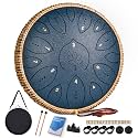 Steel Tongue Drum 13 Inches 15 Notes, Hand Pan Drums for Adults 440hz, C Major Handpan Musical Instrument with Song Book, Mallets and Carry Bag, Navy Blue