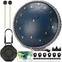 Steel Tongue Drum 6 Inch 8 Notes, Rain Drum for Outdoor Garden, Easy-Play Percussion Instrument, Unique Gift for Music Lovers, with Mallets, Carry Bag & Music Book (Deep Blue, 14 Inch 15 Notes)