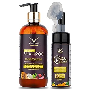 steelbird onion hair care amp skin care combo onion hair shampoo 300ml  vitamin-c foaming face wash 150ml  no parabins sulphate silicons  dermatologically tested products