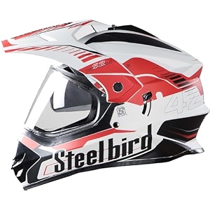 steelbird sb-42 airborne motocross helmet white amp red  size l57-58 cm