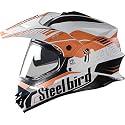 Steelbird SB-42 Airborne Motocross Helmet White & Light Orange , Size: L(57-58 cm)