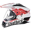 Steelbird SB-42 Airborne Motocross Helmet White & Red , Size: L(57-58 cm)