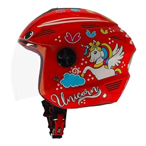 steelbird sba-6 unicorn isi certified open face graphic helmet for women and kids