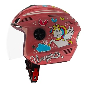 steelbird sba-6 unicorn isi certified open face graphic helmet for women and kids