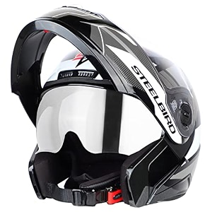 steelbird sba-7 huracan isi certified flip-up helmet for men and women with inner sun shield