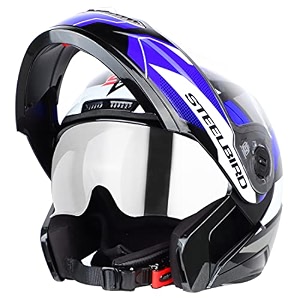 steelbird sba-7 huracan isi certified flip-up helmet for men and women with inner sun shield