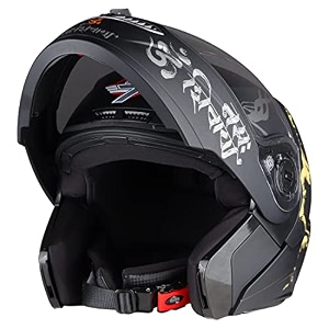 steelbird sba-7 mahadev isi certified flip-up helmet for men and women matt black gold medium 580mm cycling